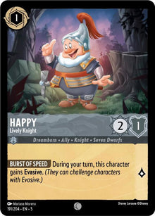 Happy - Lively Knight 191/204 Common Shimmering Skies Lorcana Near Mint