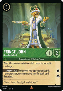 Prince John - Greediest of All 89/204 Rare Rise of the Floodborn Lorcana NM