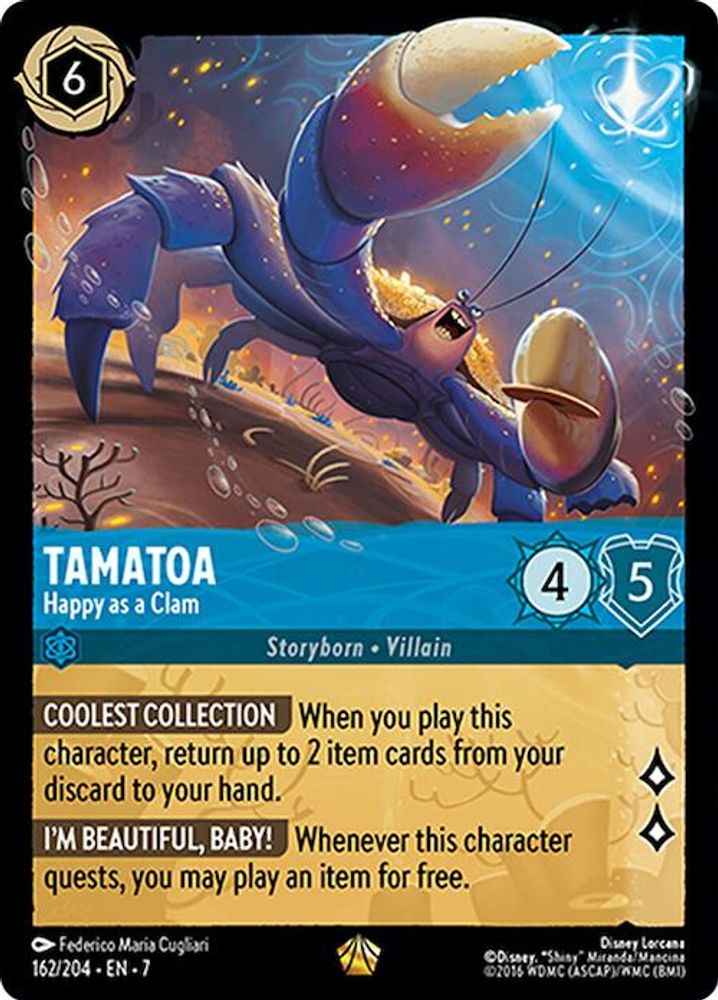 Tamatoa - Happy as a Clam 162/204 Legendary Archazia's Island Lorcana Near Mint
