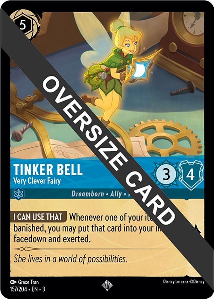 Tinker Bell - Very Clever Fairy (Oversized) 157/204 Lorcana Cold Foil NM