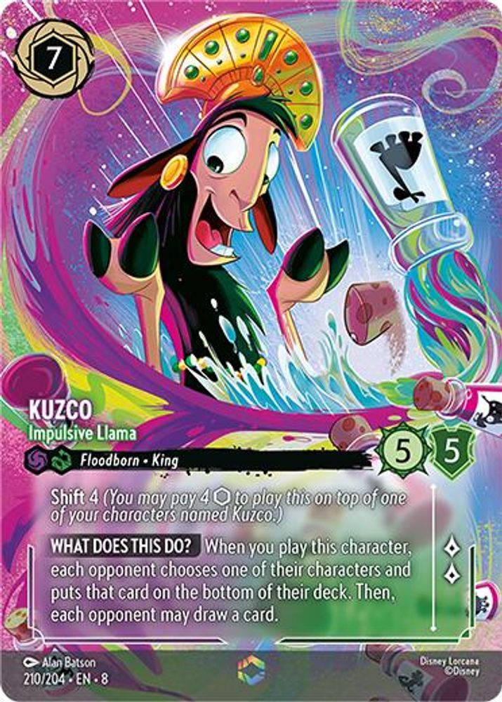 Kuzco - Impulsive Llama (Enchanted) 210/204 Reign of Jafar Lorcana Holo NM