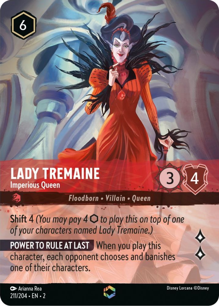 Lady Tremaine - Imperious Queen (Enchanted) 211/204 Rise of the Floodborn Lorcana Holo NM