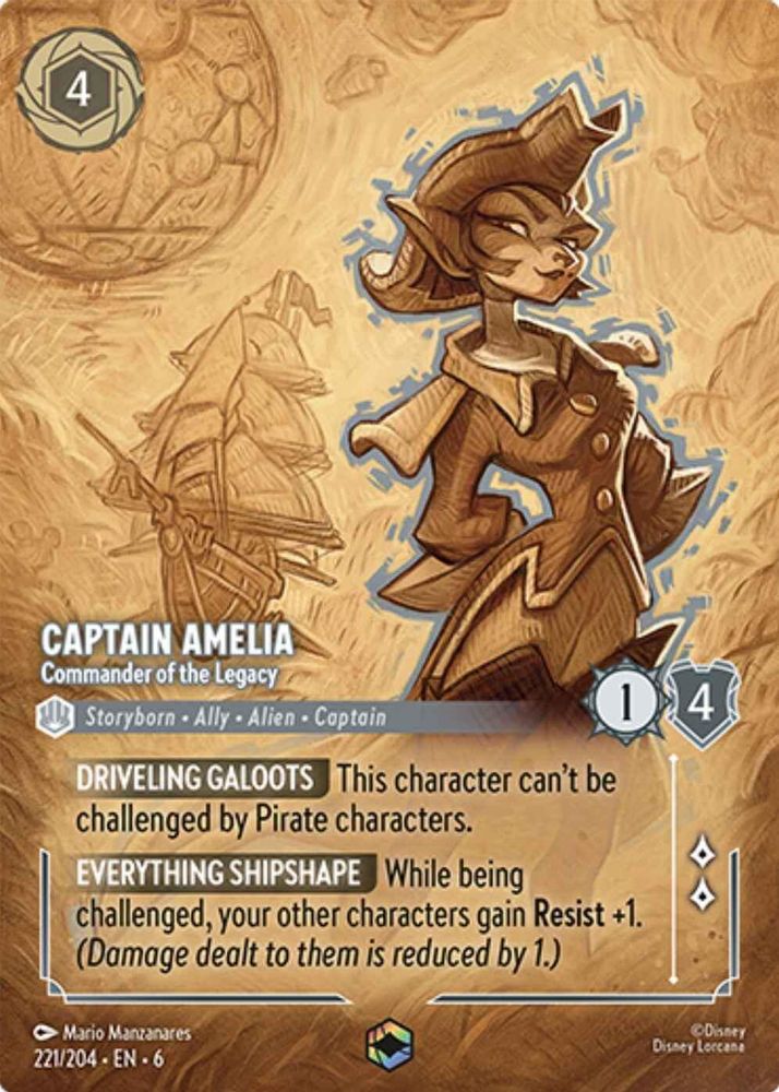 Captain Amelia - Commander of the Legacy (Enchanted) 221/204 Lorcana Holo NM