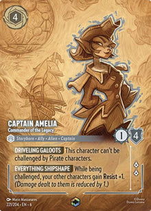 Captain Amelia - Commander of the Legacy (Enchanted) 221/204 Lorcana Holo NM