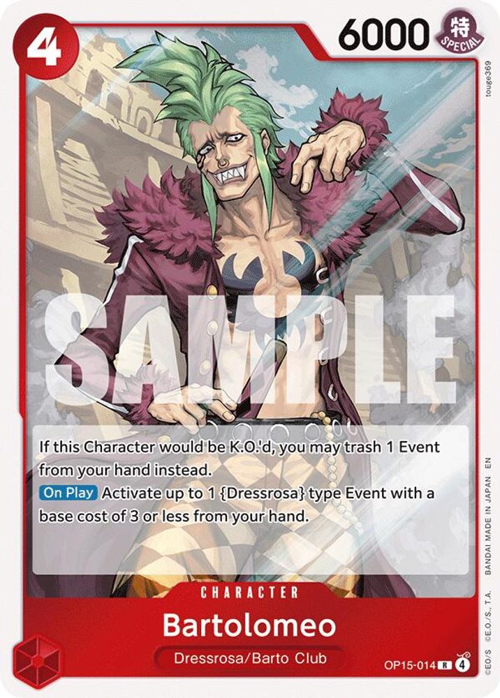 Bartolomeo OP15-014 Rare Adventure on Kami's Island One Piece Foil Near Mint