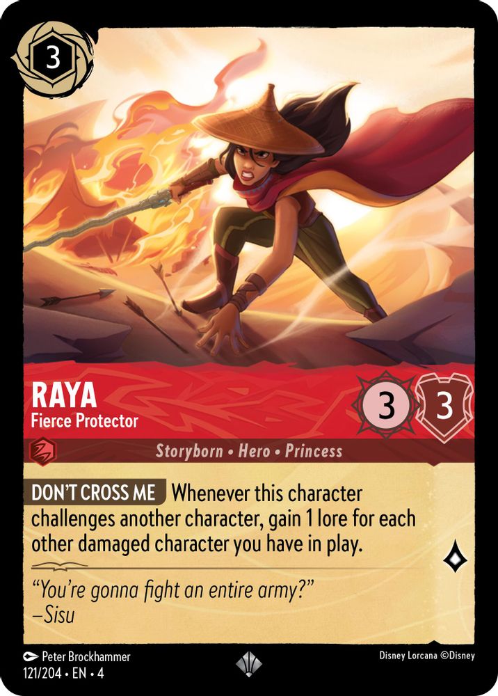 Raya - Fierce Protector 121/204 Super Rare Ursula's Return Lorcana Near Mint