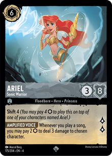 Ariel - Sonic Warrior 175/204 Super Rare Ursula's Return Lorcana Near Mint