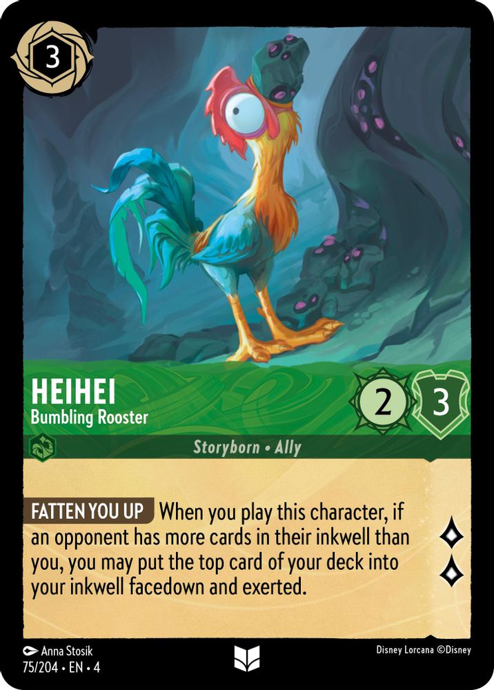 Heihei - Bumbling Rooster 75/204 Uncommon Ursula's Return Lorcana Near Mint