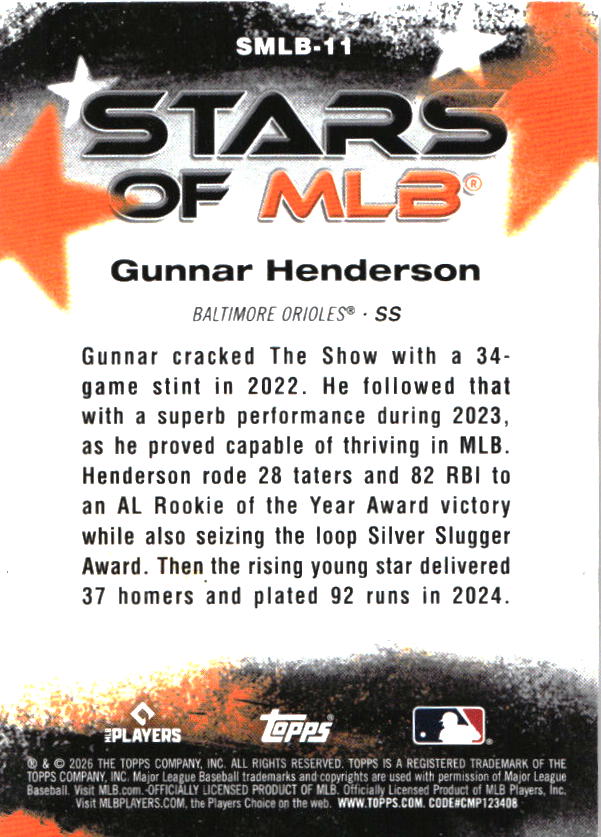 2026 Topps Gunnar Henderson Stars of MLB baseball