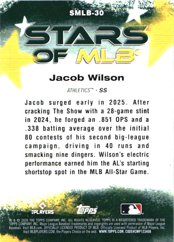 2026 Topps Jacob Wilson Stars of MLB baseball