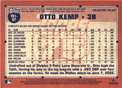 2026 Topps Otto Kemp 1991 Topps Baseball 35th Crackle Foil (Series One) baseball