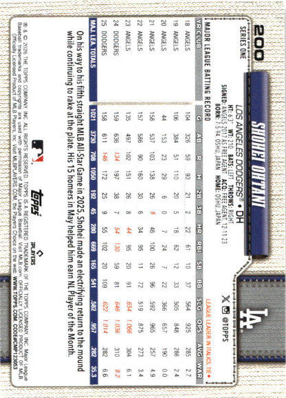 2026 Topps Shohei Ohtani baseball