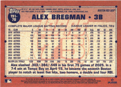 2026 Topps Alex Bregman 1991 Topps Baseball 35th Crackle (Series One) baseball
