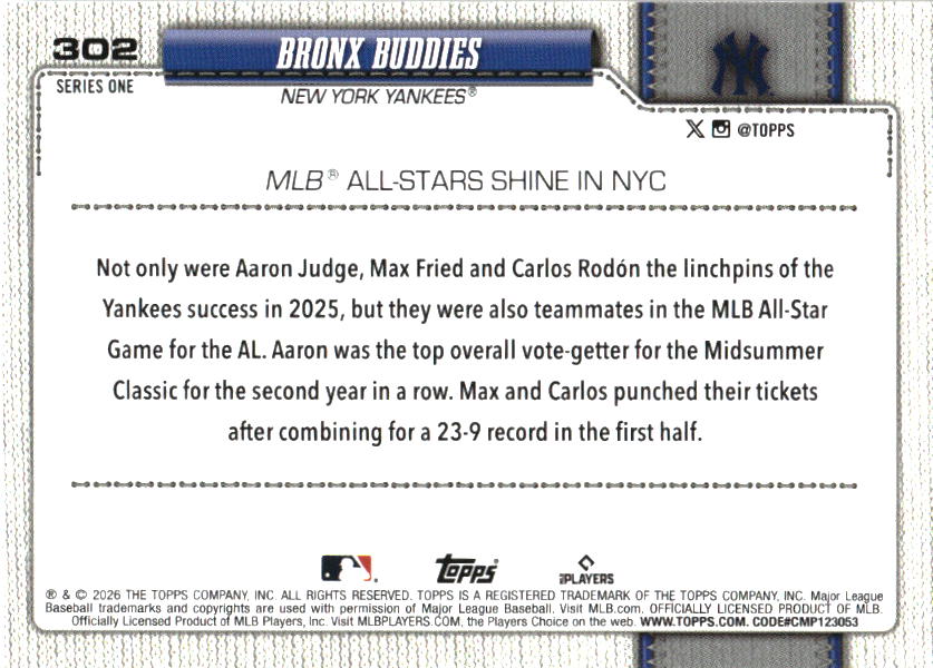 2026 Topps Bronx Buddies Sandglitter baseball