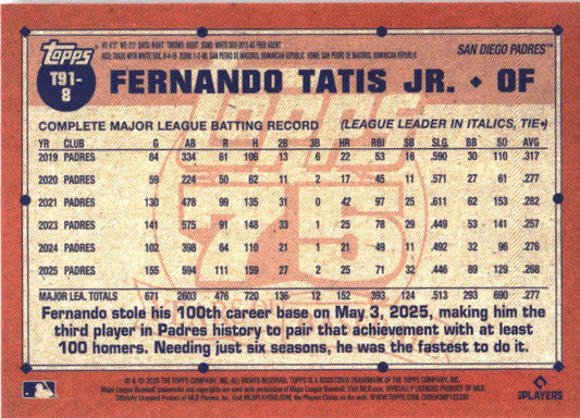 2026 Topps Fernando Tatis Jr. 1991 Topps Baseball Crackle Foil baseball