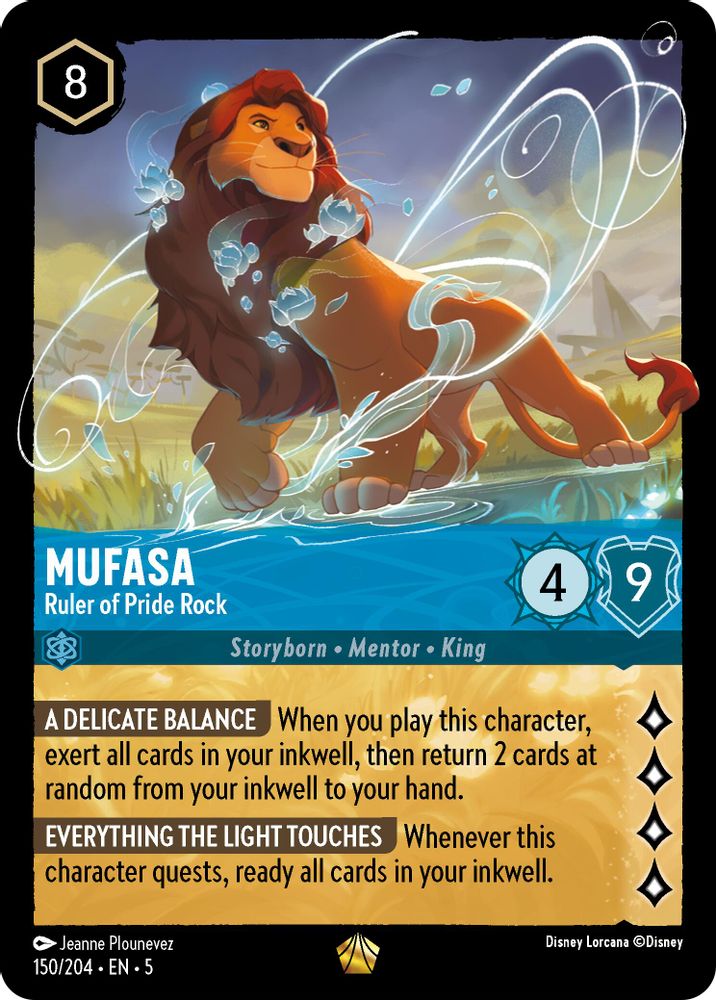 Mufasa - Ruler of Pride Rock 150/204 Legendary Shimmering Skies Lorcana NM