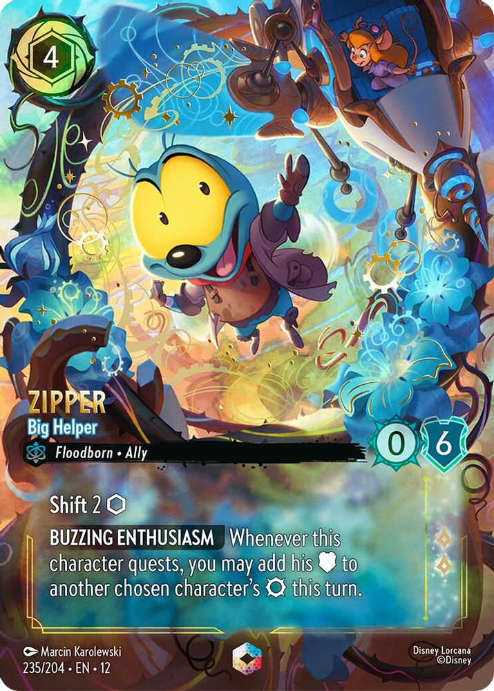 Zipper - Big Helper (Enchanted) 235/204 Enchanted Wilds Unknown Lorcana Holo NM