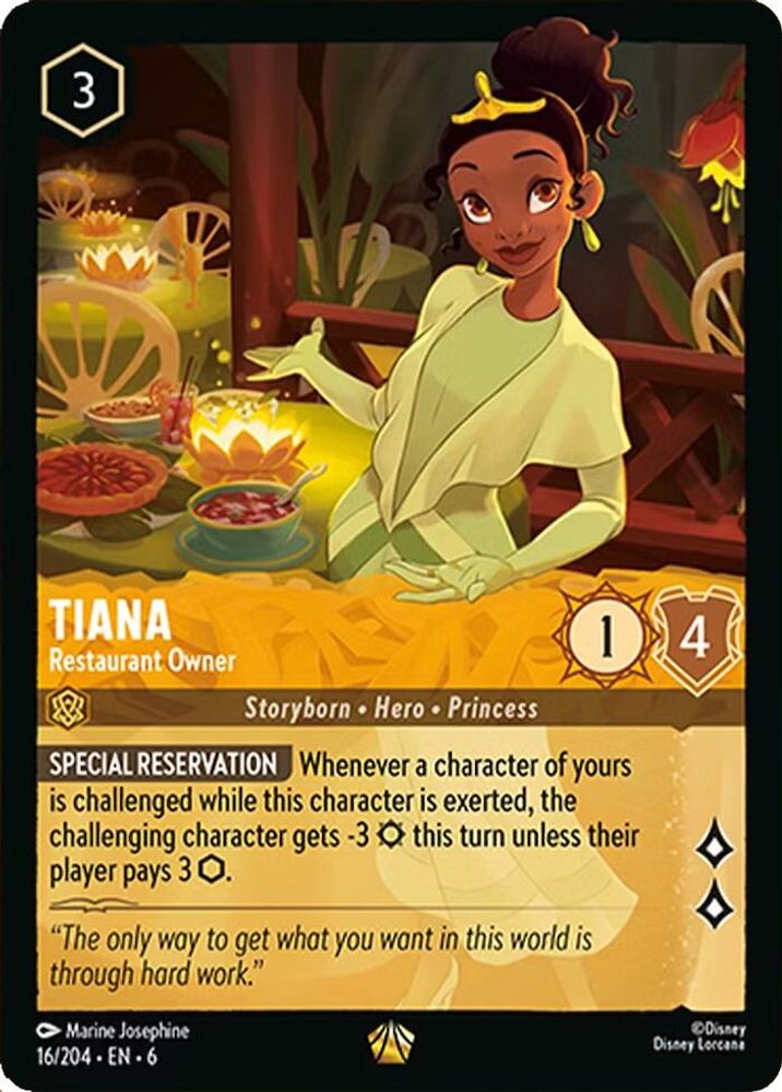 Tiana - Restaurant Owner 16/204 Legendary Azurite Sea Lorcana Near Mint