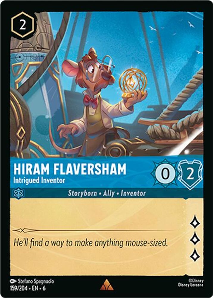 Hiram Flaversham - Intrigued Inventor 159/204 Rare Azurite Sea Lorcana Near Mint
