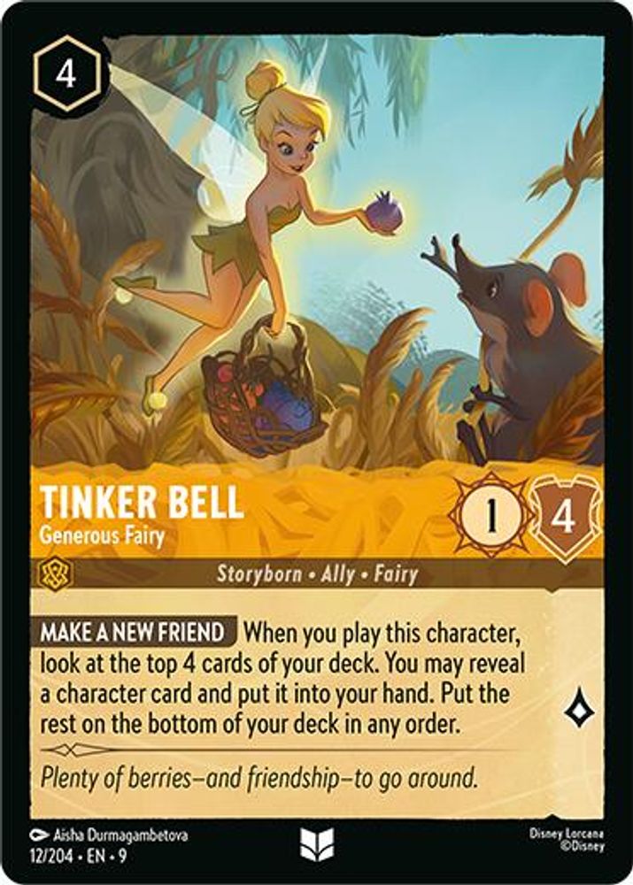 Tinker Bell - Generous Fairy 12/204 Uncommon Fabled Lorcana Near Mint
