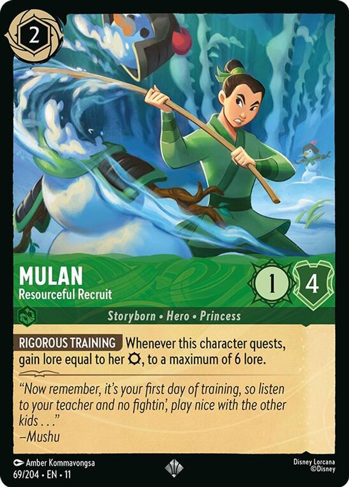 Mulan - Resourceful Recruit 69/204 Super Rare Winterspell Lorcana Near Mint