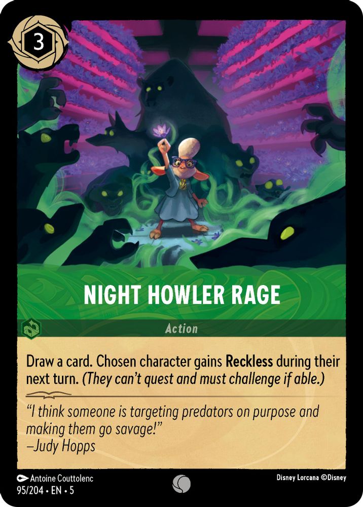 Night Howler Rage 95/204 Common Shimmering Skies Lorcana Near Mint