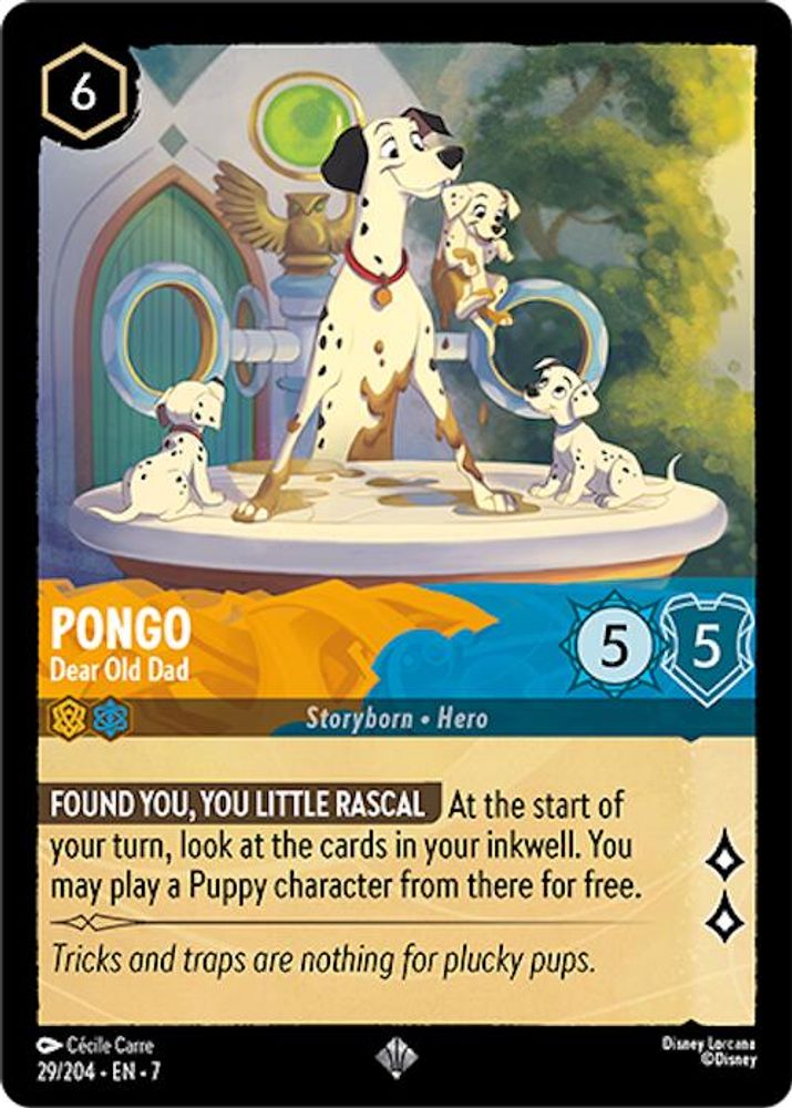 Pongo - Dear Old Dad 29/204 Super Rare Archazia's Island Lorcana Near Mint