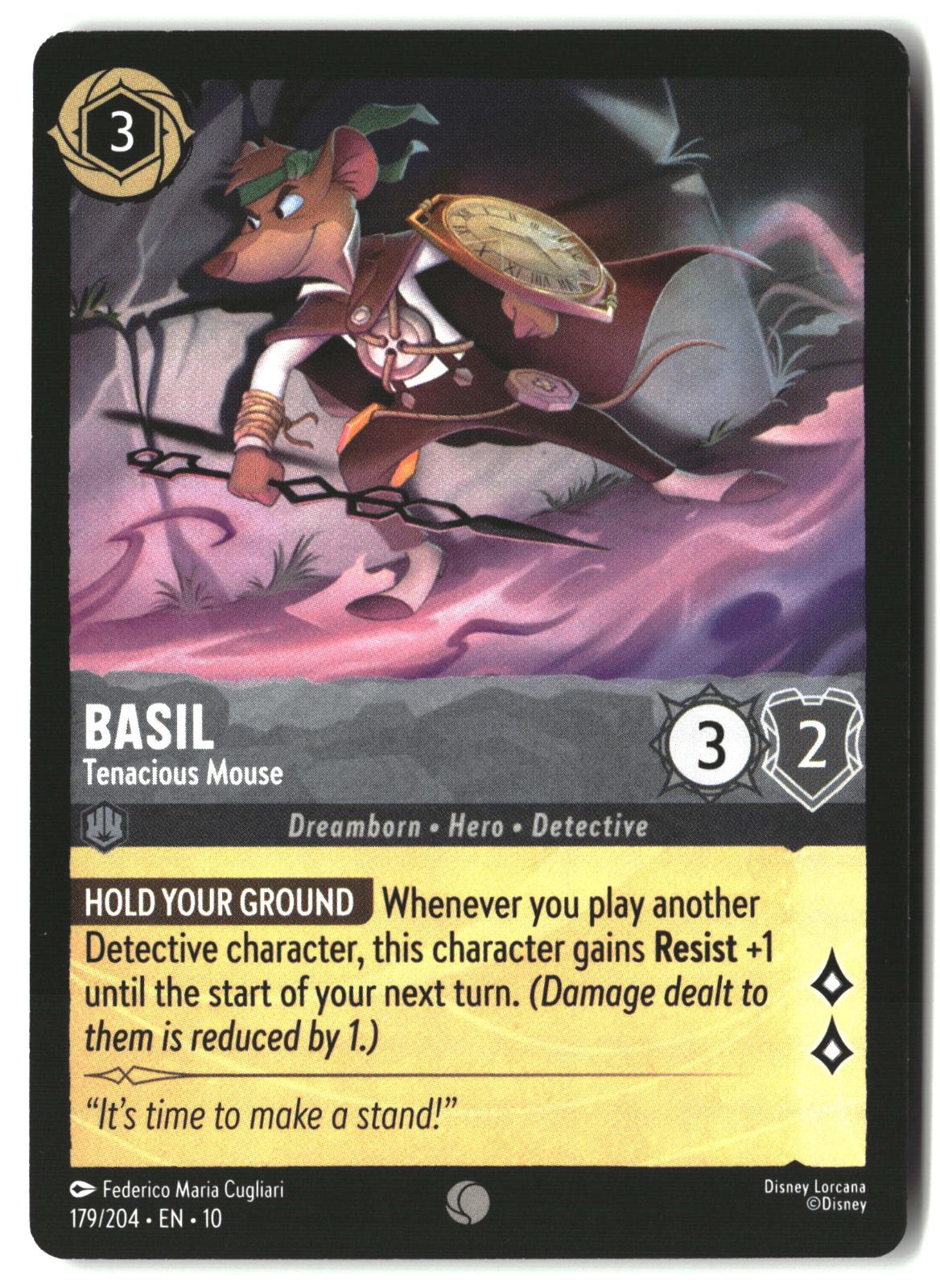Basil - Tenacious Mouse 179/204 Common Whispers in the Well Lorcana LP