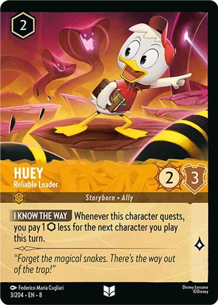 Huey - Reliable Leader (Foil) 3/204 Uncommon Reign of Jafar Lorcana Cold Foil NM