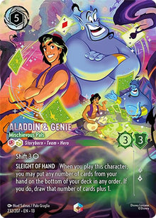 Aladdin & Genie - Mischievous Pals (Enchanted) 232/204 Lorcana Holo NM