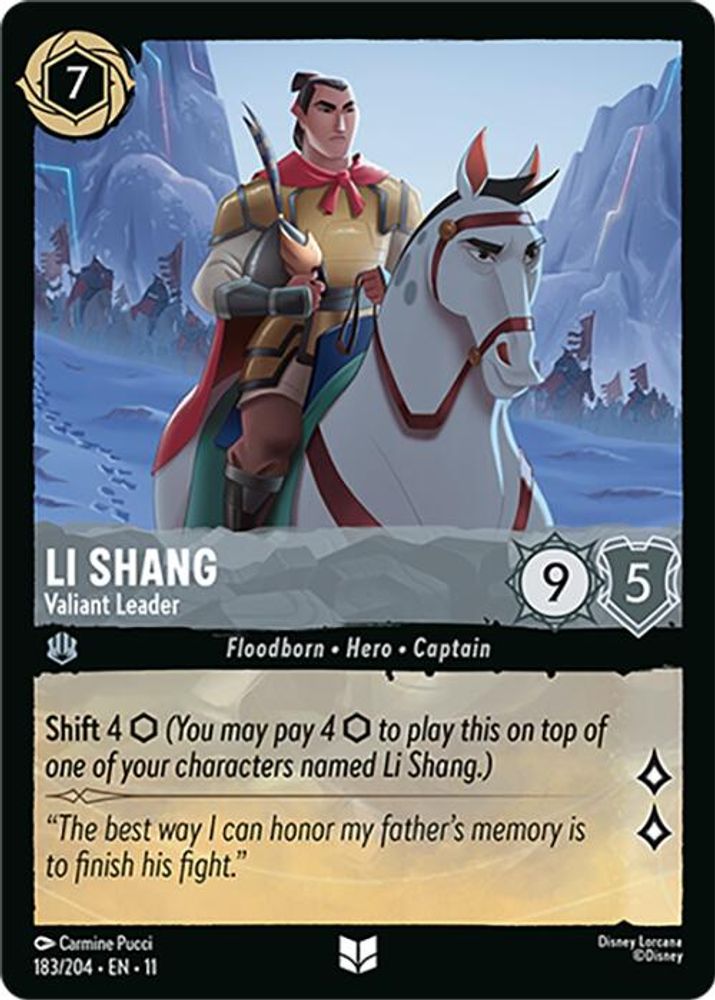 Li Shang - Valiant Leader 183/204 Uncommon Winterspell Lorcana Near Mint