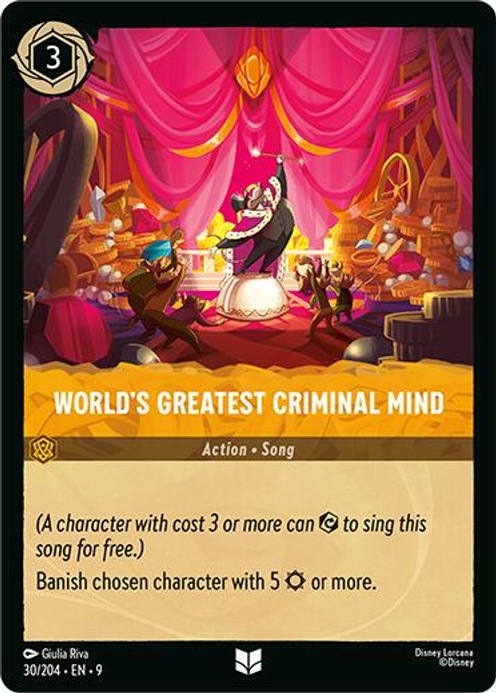 World's Greatest Criminal Mind 30/204 Uncommon Fabled Lorcana Near Mint