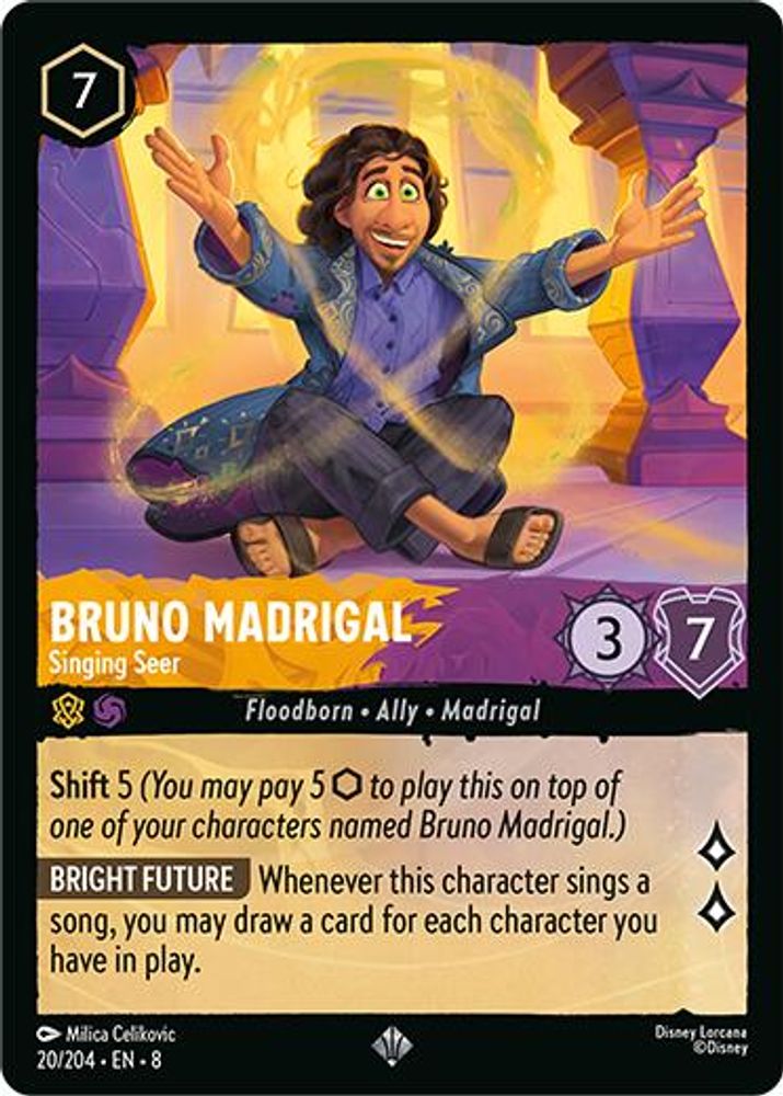 Bruno Madrigal - Singing Seer 20/204 Super Rare Reign of Jafar Lorcana Near Mint