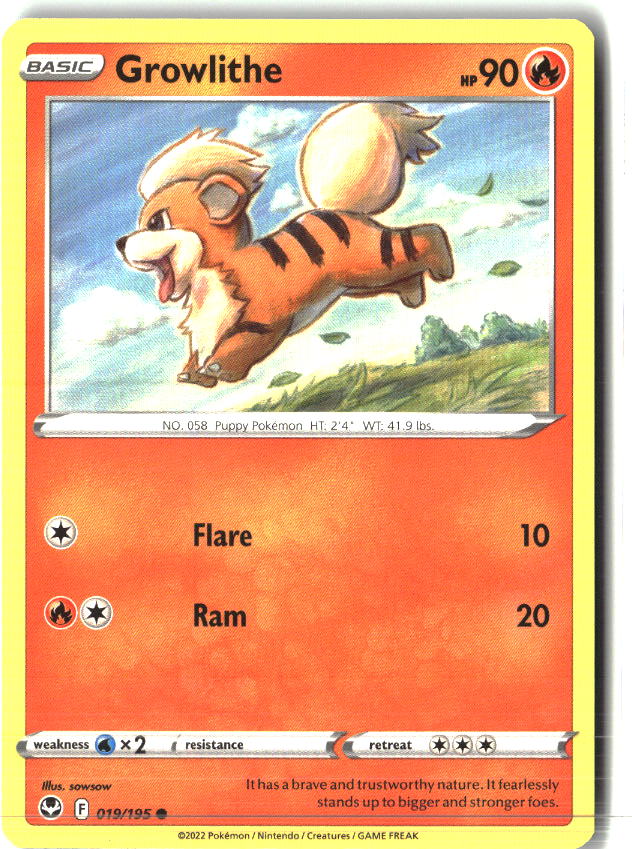 Growlithe 019/195 Common Silver Tempest Pokemon Near Mint