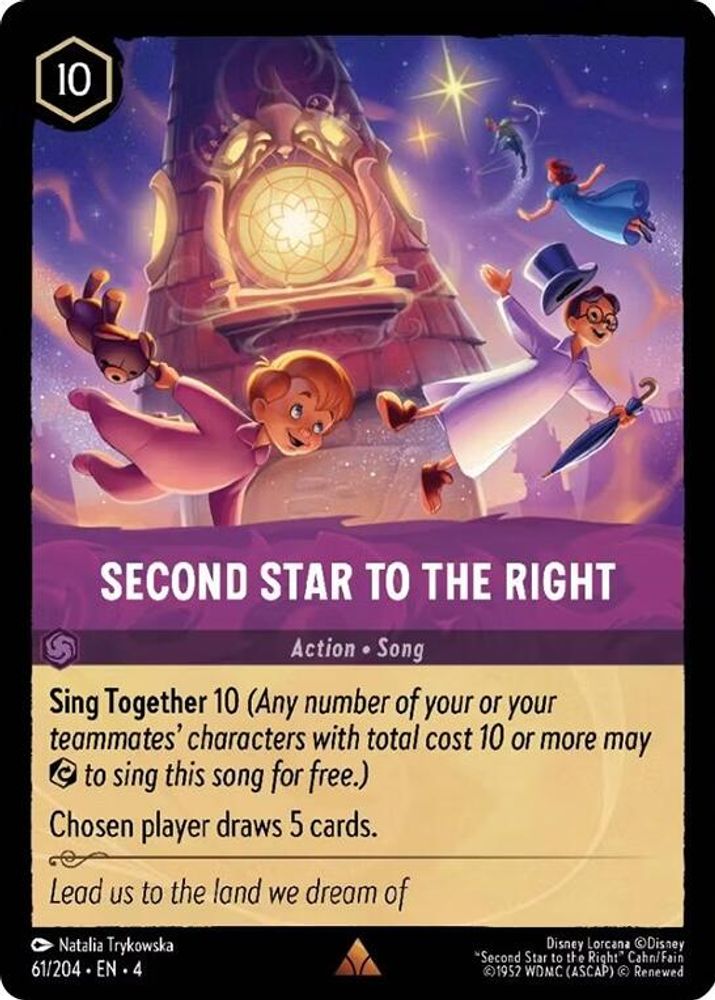 Second Star to the Right 61/204 Rare Ursula's Return Lorcana Near Mint