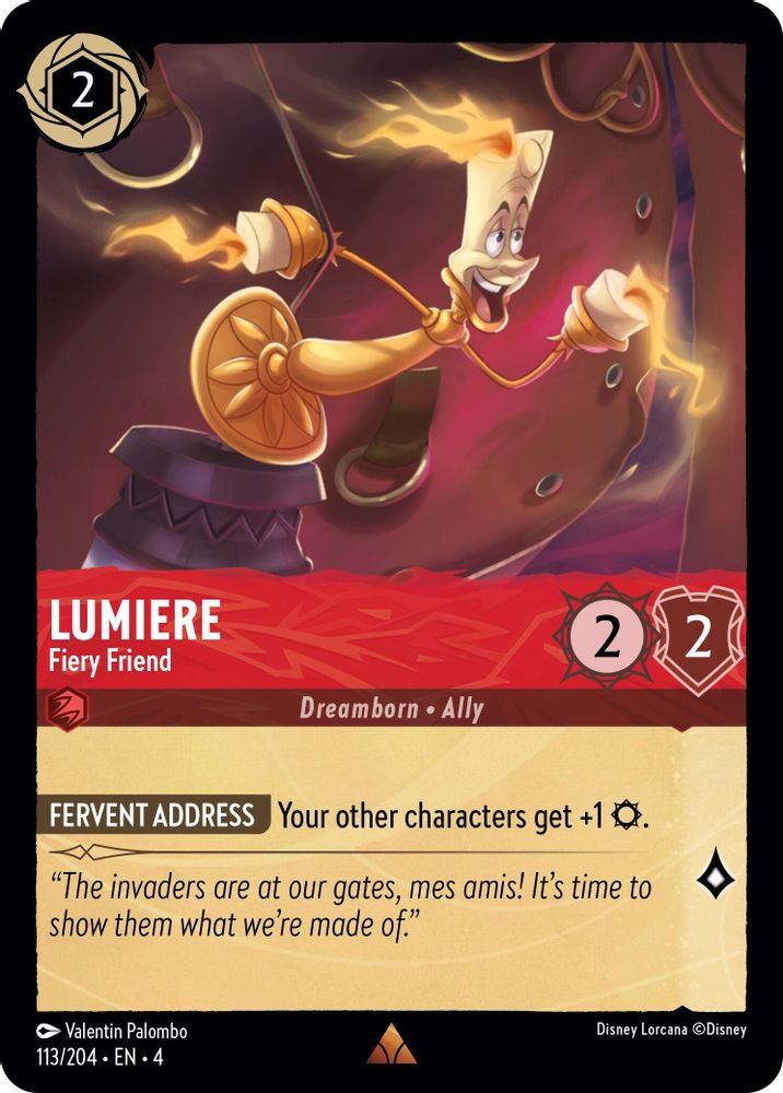 Lumiere - Fiery Friend 113/204 Rare Ursula's Return Lorcana Near Mint