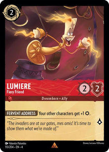 Lumiere - Fiery Friend 113/204 Rare Ursula's Return Lorcana Near Mint