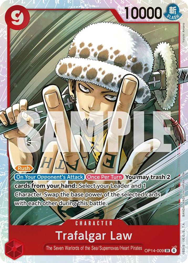 Trafalgar Law OP14-009 Super Rare The Azure Sea's Seven One Piece Foil Near Mint