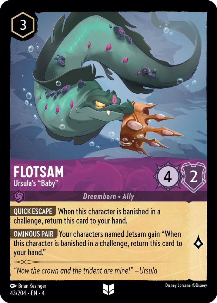 Flotsam - Ursula's "Baby" 43/204 Uncommon Ursula's Return Lorcana Near Mint