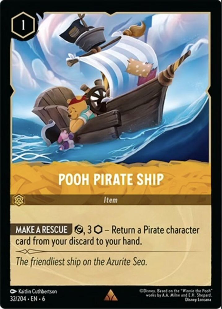 Pooh Pirate Ship 32/204 Rare Azurite Sea Lorcana Near Mint