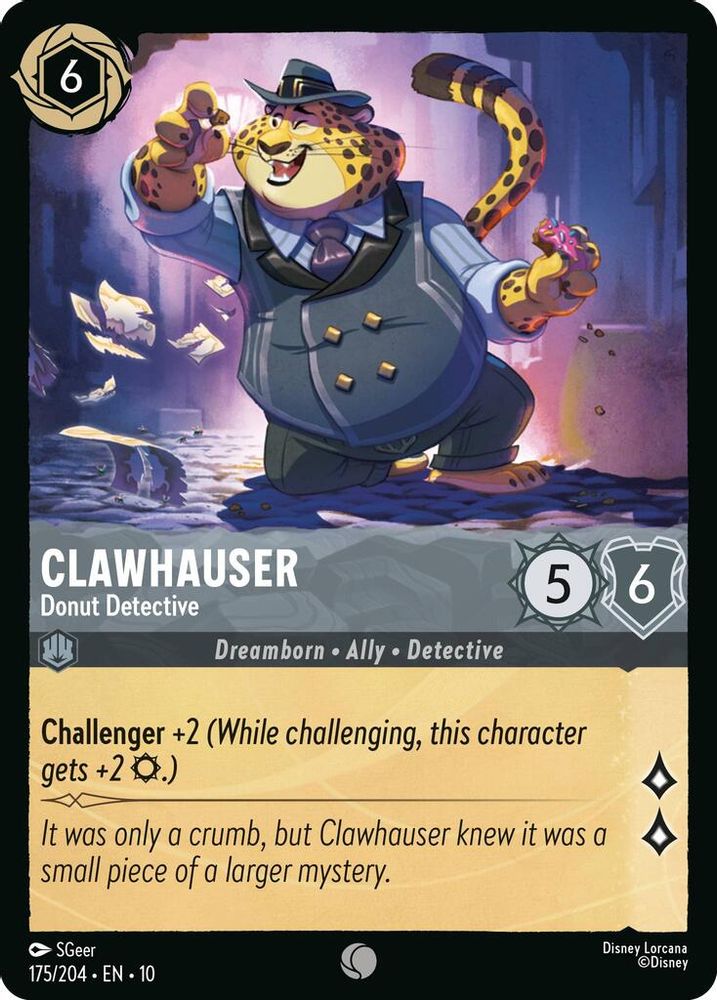 Clawhauser - Donut Detective 175/204 Common Whispers in the Well Lorcana NM
