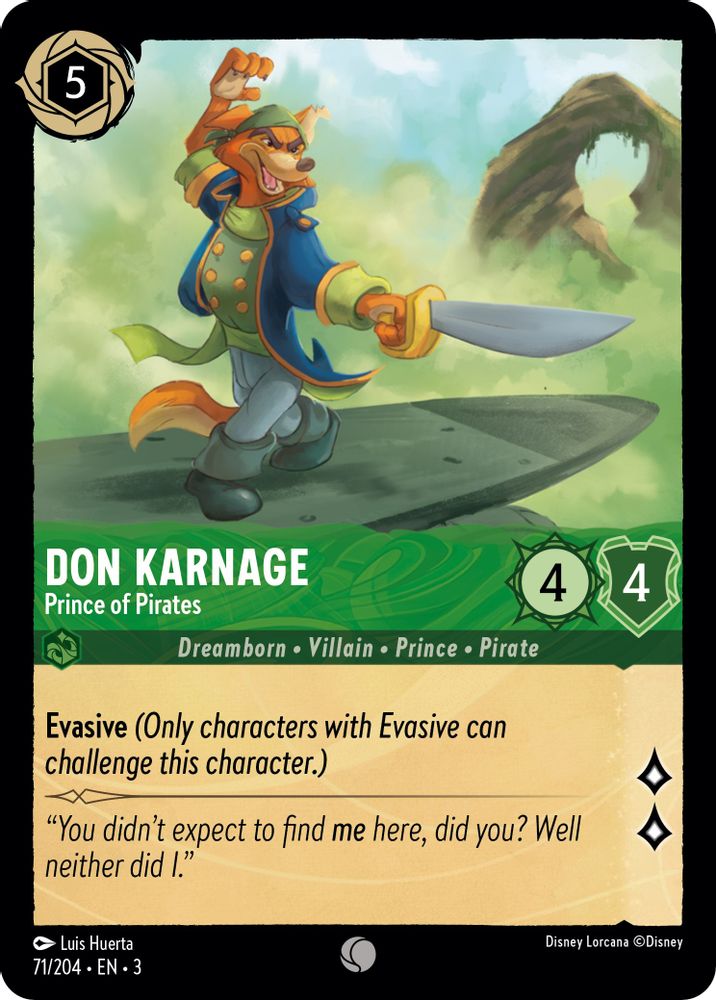Don Karnage - Prince of Pirates 71/204 Common Into the Inklands Lorcana NM
