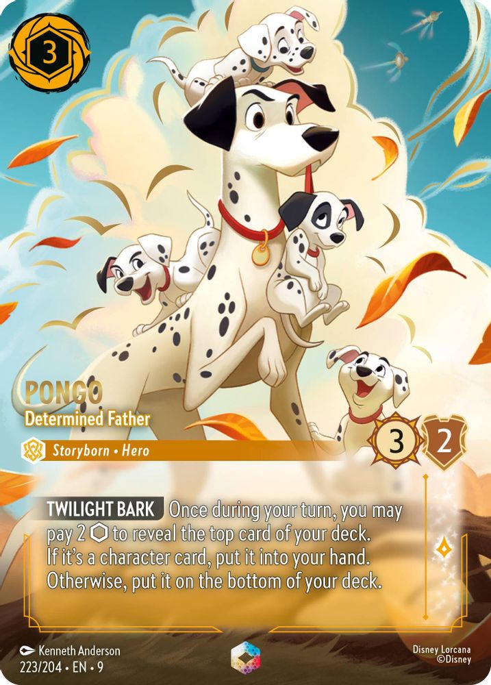 Pongo - Determined Father (Enchanted) 223/204 Enchanted Fabled Lorcana Holo NM