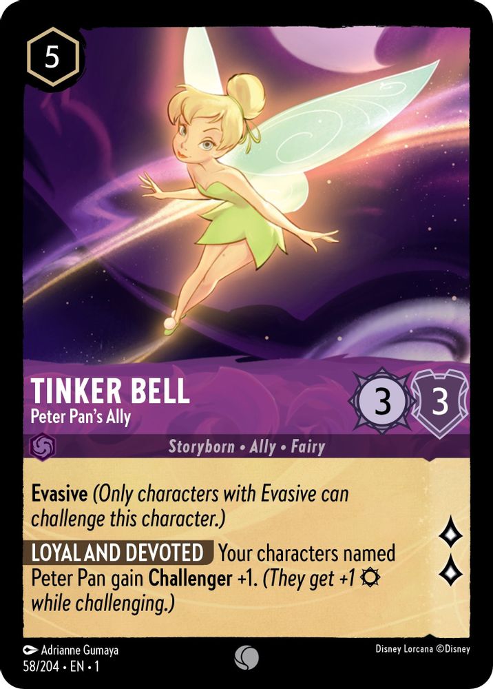 Tinker Bell - Peter Pan's Ally 58/204 Common The First Chapter Lorcana Near Mint