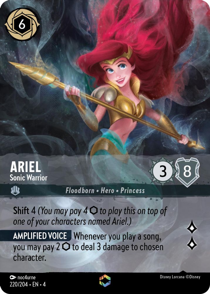 Ariel - Sonic Warrior (Enchanted) 220/204 Ursula's Return Lorcana Holo NM