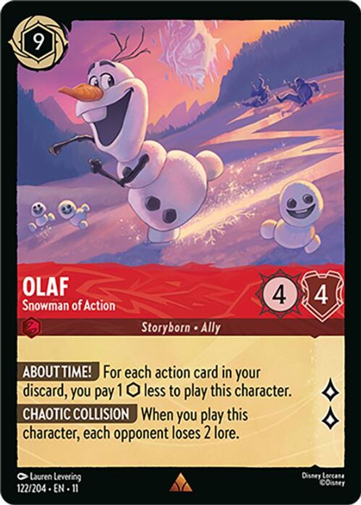 Olaf - Snowman of Action 122/204 Rare Winterspell Lorcana Near Mint
