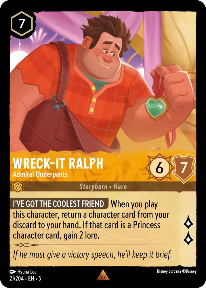 Wreck-It Ralph - Admiral Underpants 21/204 Rare Shimmering Skies Lorcana NM