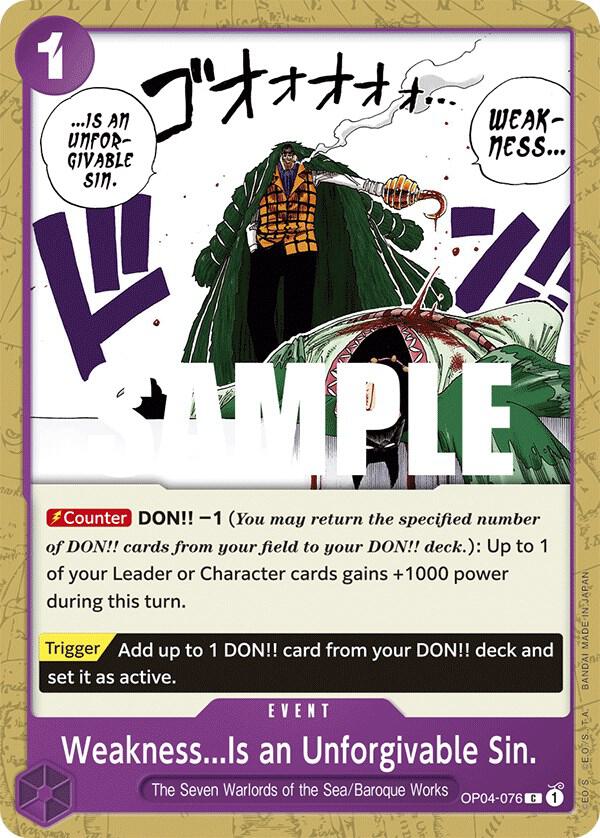 Weakness...Is an Unforgivable Sin. OP04-076 Kingdoms of Intrigue One Piece NM