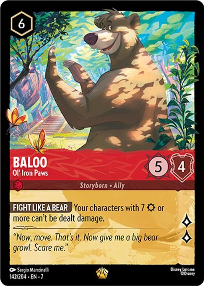 Baloo - Ol' Iron Paws 142/204 Legendary Archazia's Island Lorcana Near Mint
