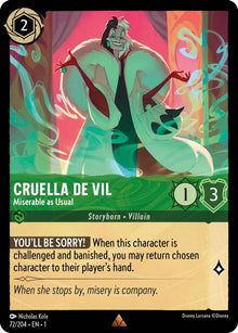 Cruella De Vil - Miserable as Usual 72/204 Rare The First Chapter Lorcana NM